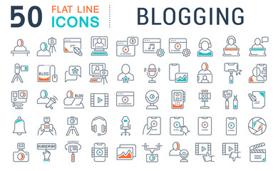 Set Vector Line Icons of Blogging