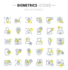Set Vector Line Icons of Biometrics