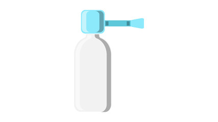 A beautiful medical blue nasal spray medicine dispenser for the treatment of rhinitis and sore throat pharmaceuticals on a white background. Vector illustration
