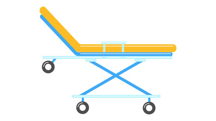 Beautiful medical cart on wheels bed in the ambulance to transport the patient on a white background. Vector illustration