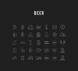 Set Vector Flat Line Icons Beer