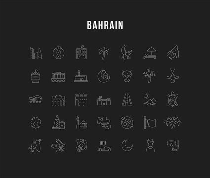 Set Vector Line Icons of Bahrain