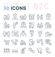 Set Vector Line Icons of B2C