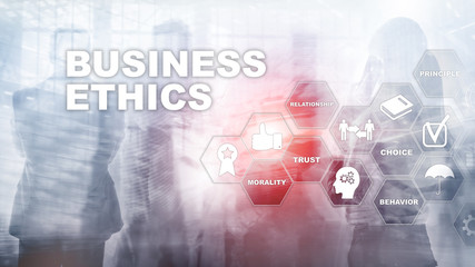 Business Ethnics Philosophy Responsibility Honesty Concept. Mixed media background