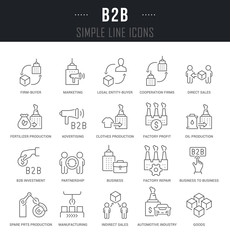 Set Vector Line Icons of B2B