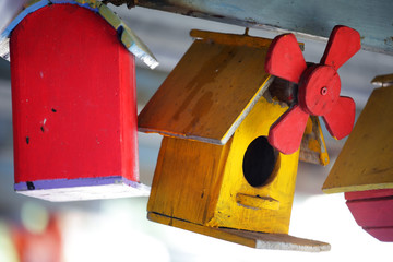 creative wooden bird house background