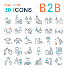 Set Vector Line Icons of B2B