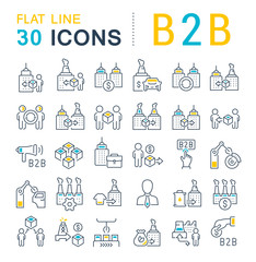 Set Vector Line Icons of B2B