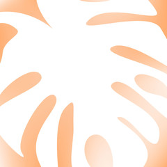 The white imprint of the palm leaf on a yellow-orange background. Minimalistic design. Botanical background for postcards, books, announcements, design, banner, advertising. Illustration.