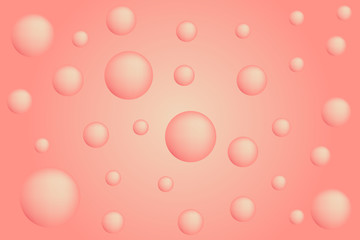 Bubbles coral color on a delicate pink won. Abstract background.