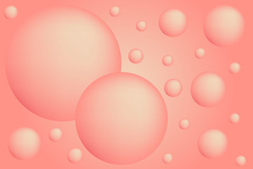 Bubbles coral color on a delicate pink won. Abstract background.