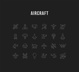 Set Vector Line Icons of Aircraft