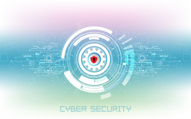 Abstract technological on blue and white background concept cyber security with various technology elements. illustration Vector