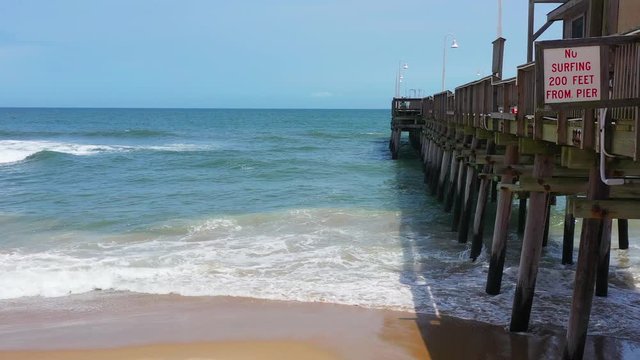 Aerial drone of no swimming pier