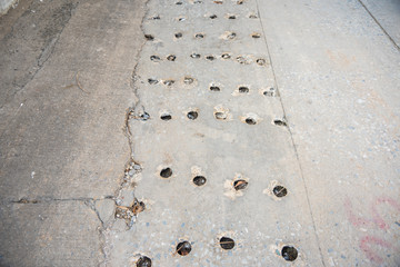  sewage drainage near the road  fixing line.
