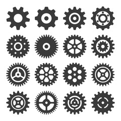 set of gears isolated on white background