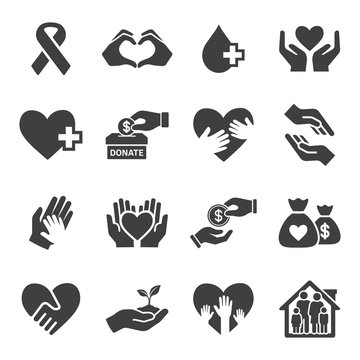 charity and donate vector icon set