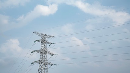 power line on blue sky background