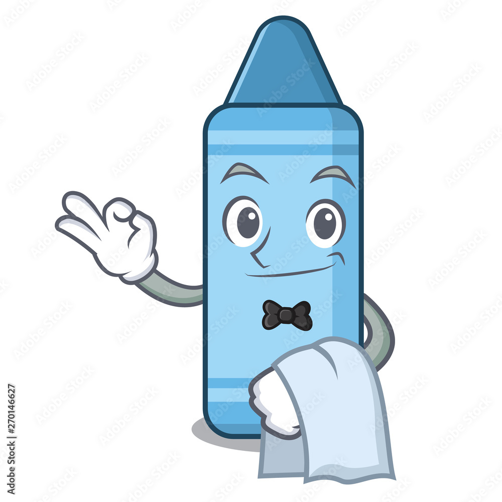 Wall mural Waiter blue crayon in the character shape