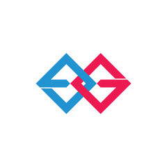 letter eg square geometric linked logo vector
