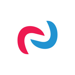 abstract letter n simple linked curves arrow logo vector
