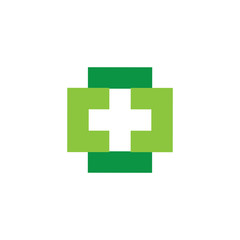 linked simple square geometric plus medical logo vector