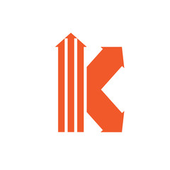 letter k stripes geometric arrow logo vector