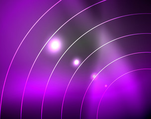 Dark space with neon color glowing lights abstract background