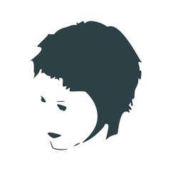 Face half turn view. Elegant silhouette of a female head.