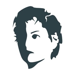 Face half turn view. Elegant silhouette of a female head.
