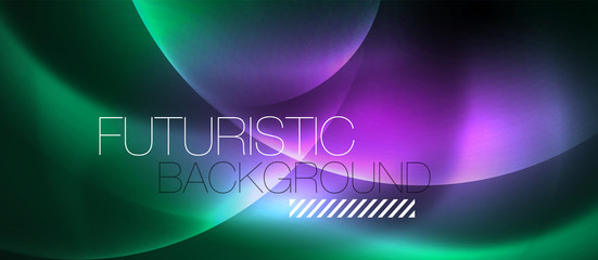 Neon glowing circles vector abstract background