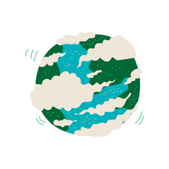 Earth Planet, Space, Cosmos Theme Design Element Cartoon Vector Illustration