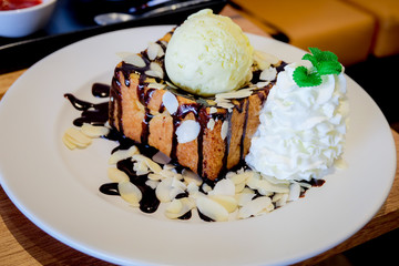 waffle and ice cream