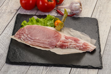 Raw pork bacon