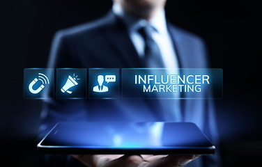 Influencer marketing Social media advertising business concept on screen.
