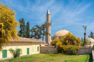Cyprus mosque. Hala sultan Tekke Muslim shrine mosque located near the salt lake of Larnaca. Cyprus
