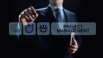 Project management Time Planning business concept on screen.