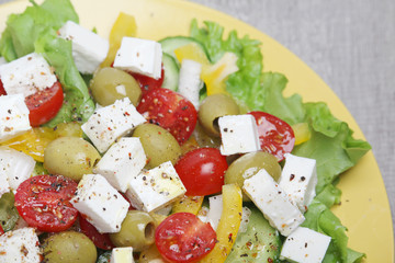 Traditional Greek salad on the plate	