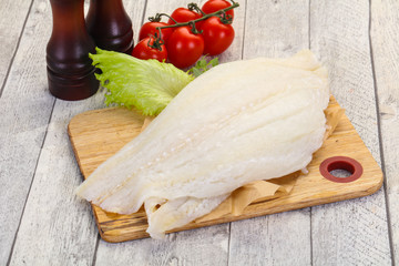 Raw halibut fillet