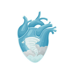 Tornado inside the heart. Vector illustration on white background.