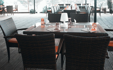 Open veranda with served tables