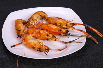 Grilled water prawn in the plate