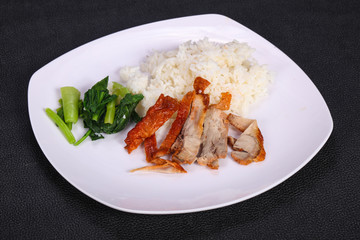 Rice with roasted duck breast