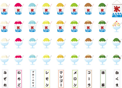 Japanese shaved ice illustration set