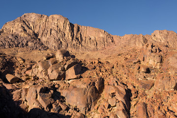 Amazing Sunrise at Sinai Mountain, Mount Moses with a Bedouin, Beautiful view from the mountain	
