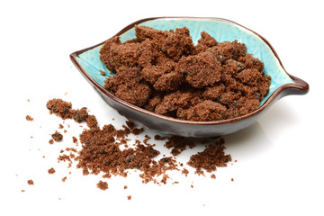 brown sugar on white background