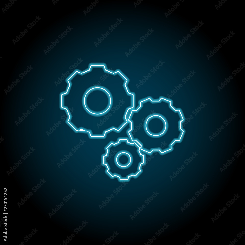 Poster gear mechanism neon icon. simple thin line, outline vector of charts and diagrams icons for ui and u