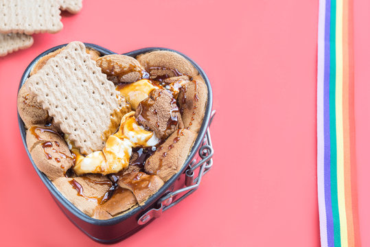 Cake for romantic day with Lgbt concept