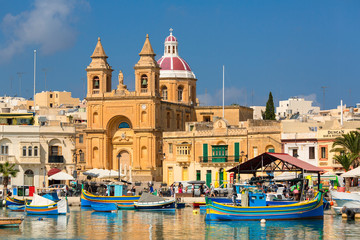 Malta, Marsaxlokk the famous fishing village - obrazy, fototapety, plakaty