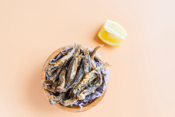 Fried sardines (fish) pescaito frito typical spanish tapa